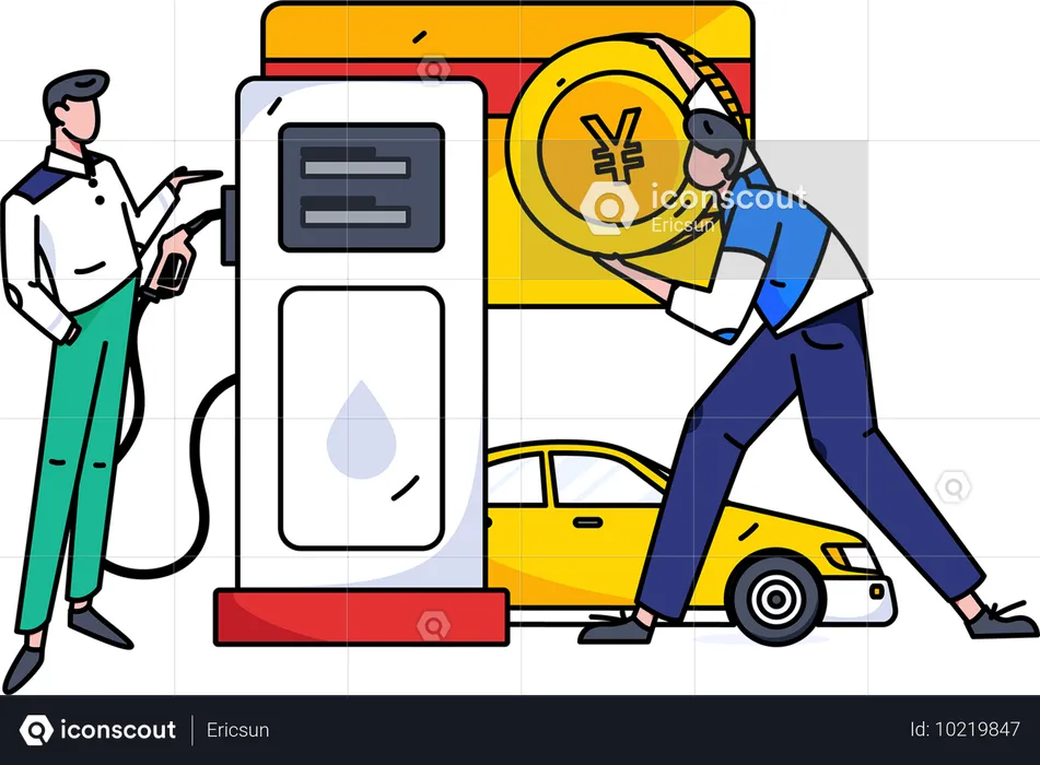 Ingenieur arbeitet an einer Tankstelle  Illustration