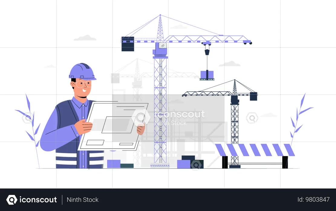 Ingénieur de construction sur place  Illustration