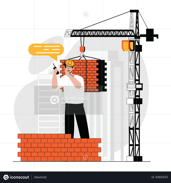 Ingénieur en construction parlant au téléphone  Illustration