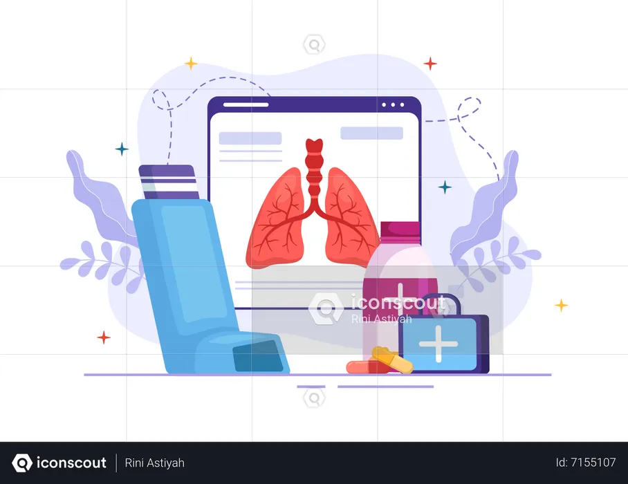 Inhalateurs pour la respiration dans les soins de santé  Illustration