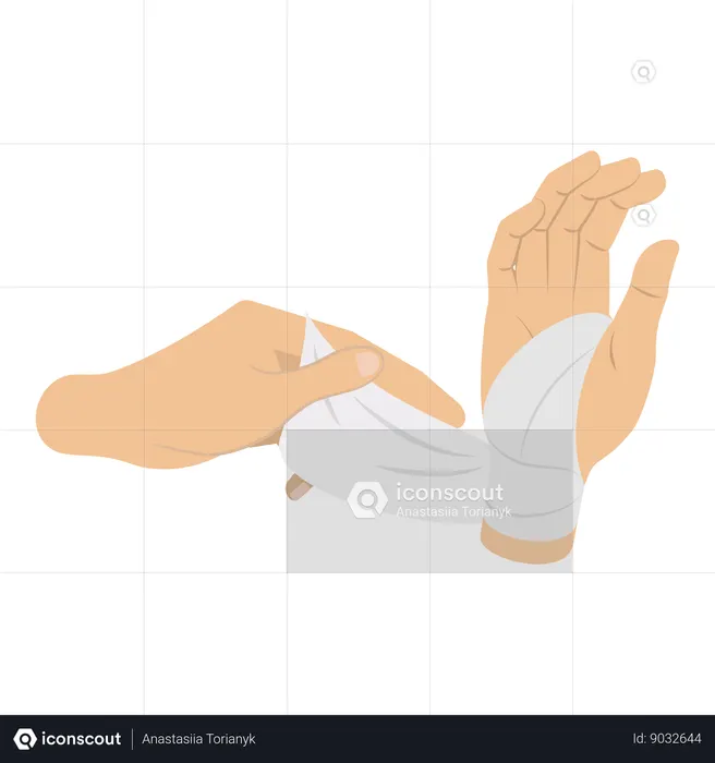 Injured hand with bandage  Illustration