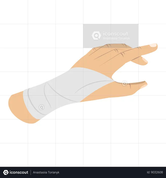 Injured hand with bandage  Illustration