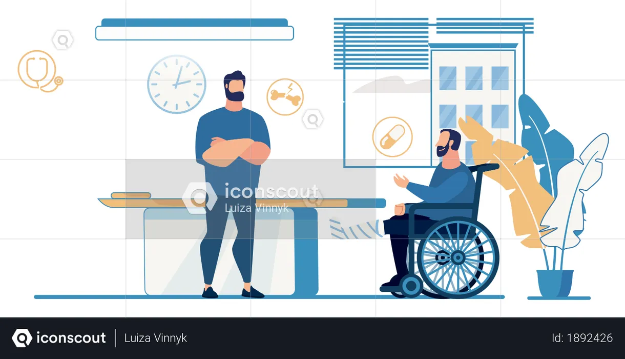 Injured person taking treatment guide  Illustration