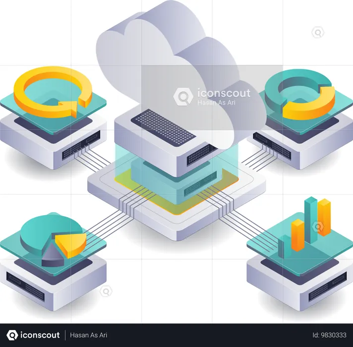 Innovation in der digitalen Analyse für das Cloud-Server-Management  Illustration