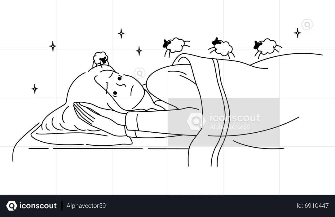 Insektenstich Frau in der Nacht  Illustration