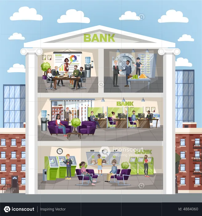 Inside Bank Building  Illustration