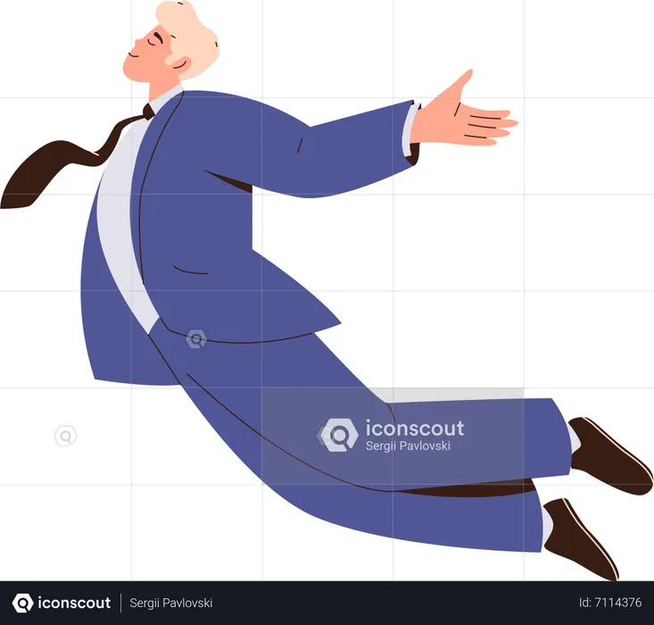 Inspired businessman wearing formal suit flying in air  Illustration