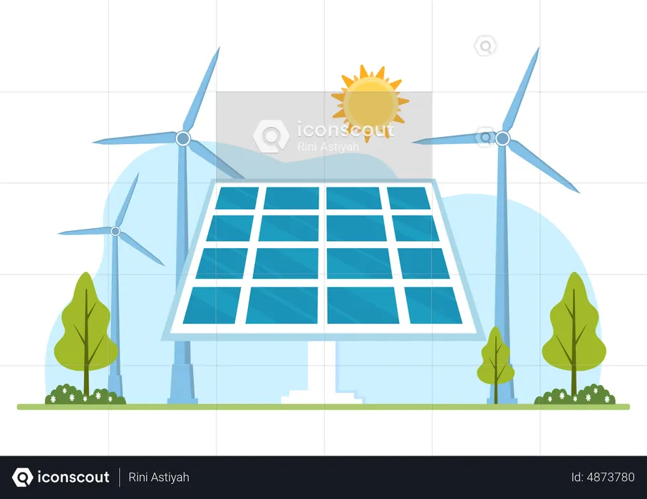 Instalação de energia solar  Ilustração