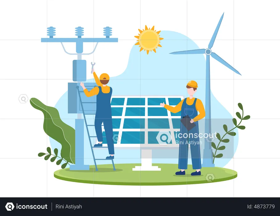 Instalación de energía solar  Ilustración