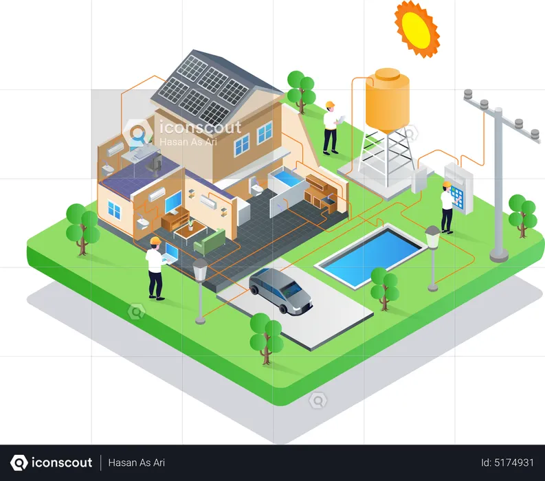 Instalación de paneles solares  Ilustración