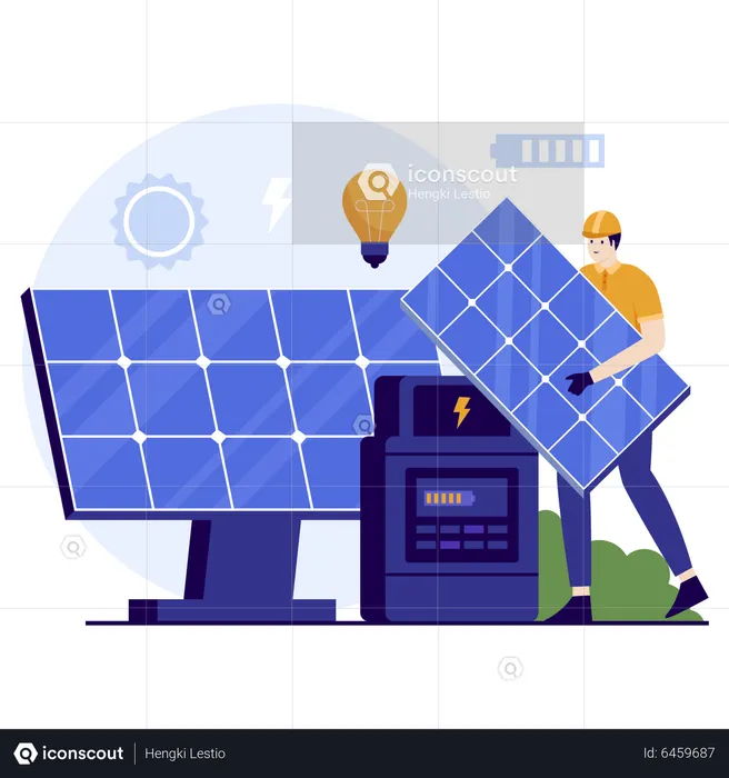 Installing Solar Panel  Illustration