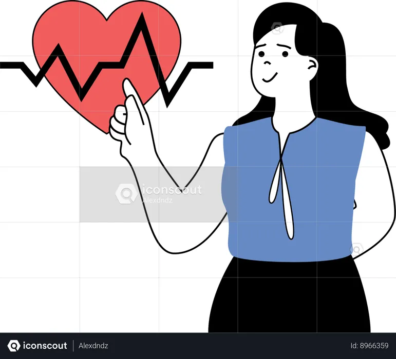 Instructor analyzes heart beat  Illustration
