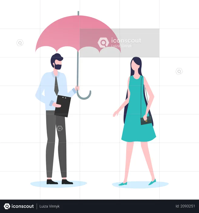 Insurance agent selling insurance policy  Illustration