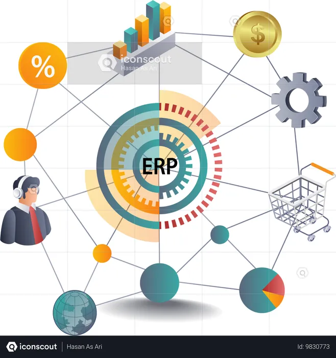 Integración de ERP para el crecimiento de la red empresarial  Ilustración