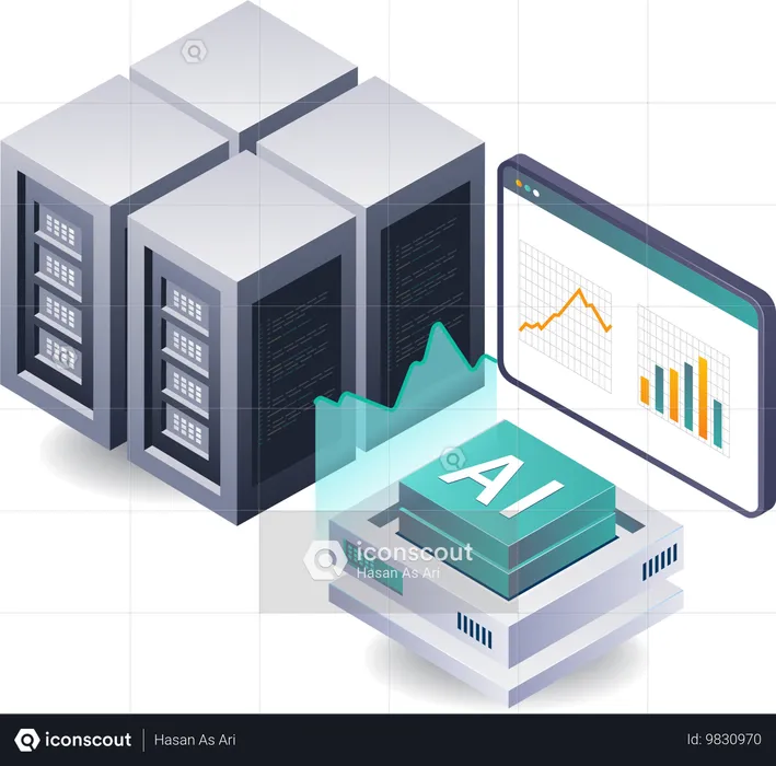 Inteligencia artificial para análisis de datos de servidores  Ilustración