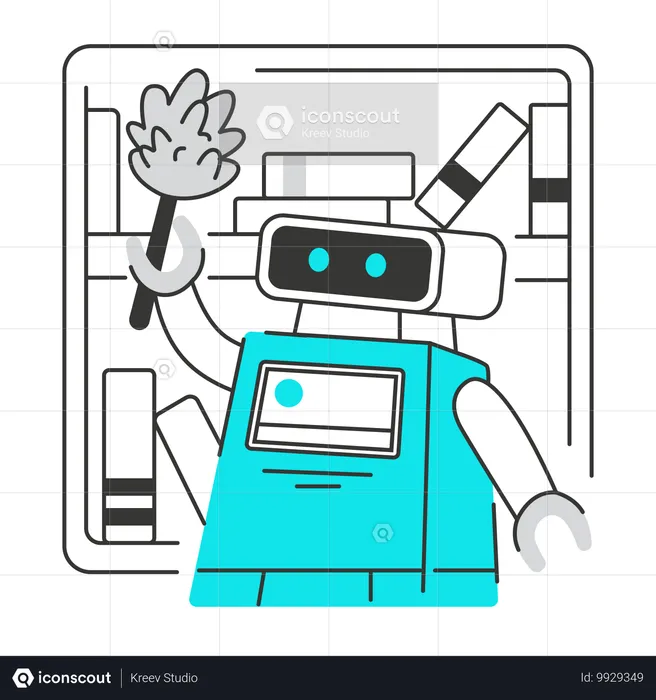 Inteligencia artificial realizando tareas domésticas  Ilustración