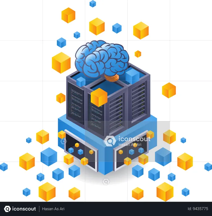 Tecnología blockchain de inteligencia artificial  Ilustración