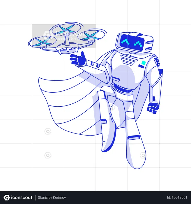 Un robot à intelligence artificielle contrôle le vol d'un drone  Illustration