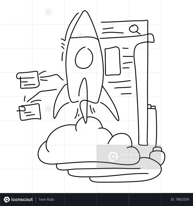 Intelligence Rocket Ship Brain  Illustration