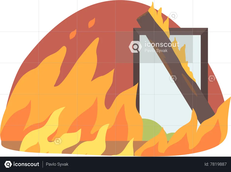 Intense burning house engulfs in flames  Illustration