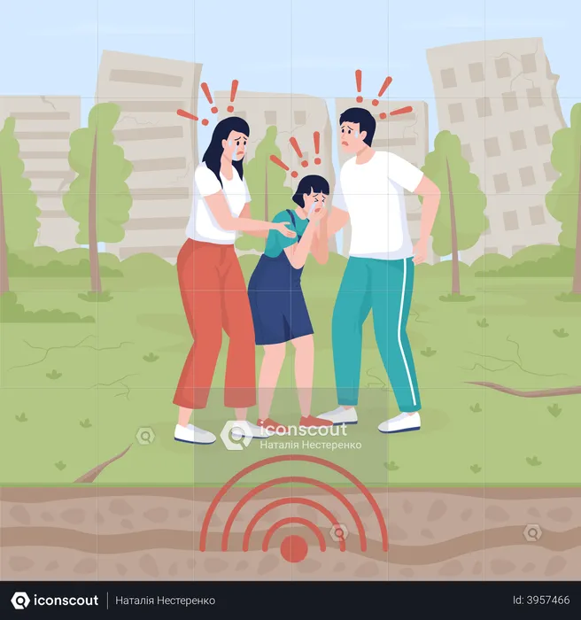 Intense ground shaking from earthquake  Illustration