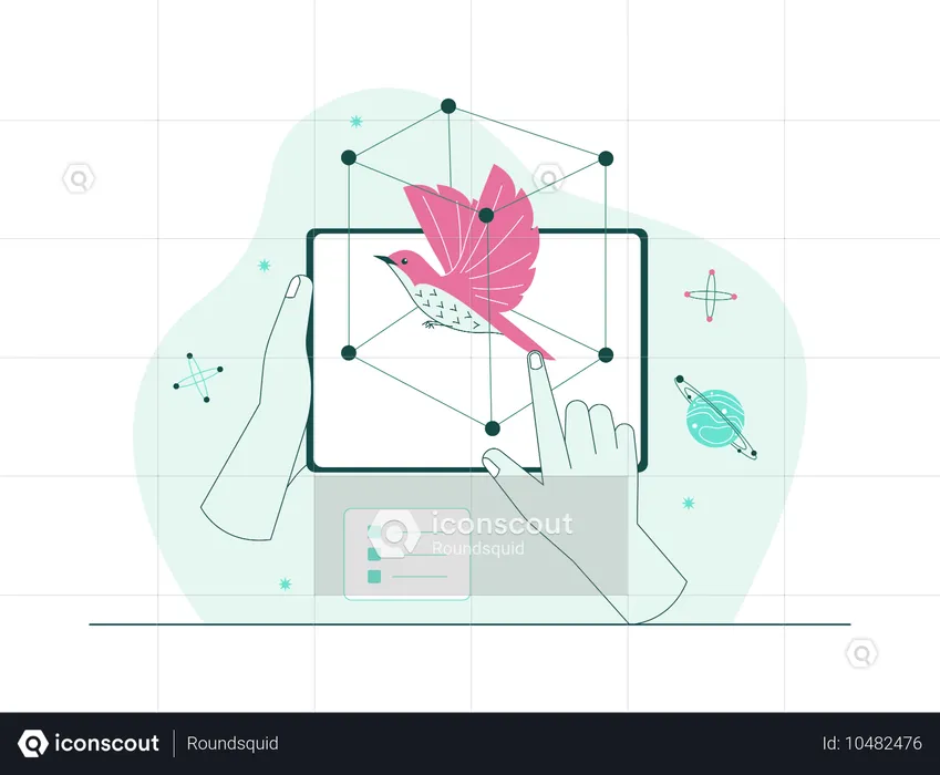 Interactif avec un oiseau 3D dans une application VR  Illustration