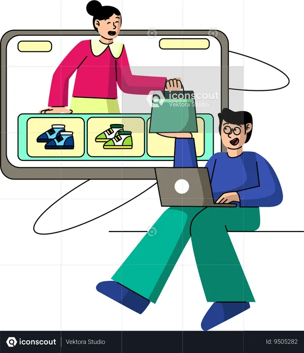 Interactive Online Shopping  Illustration