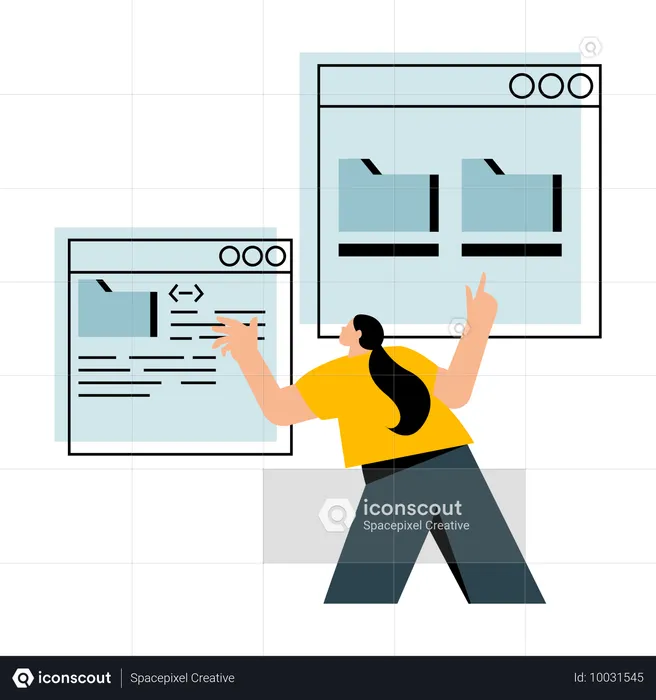 Intercambio de datos realizado por empleado en la nube  Ilustración