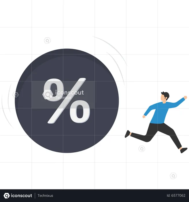 Interest rate and inflation percent impact economy and investment market  Illustration