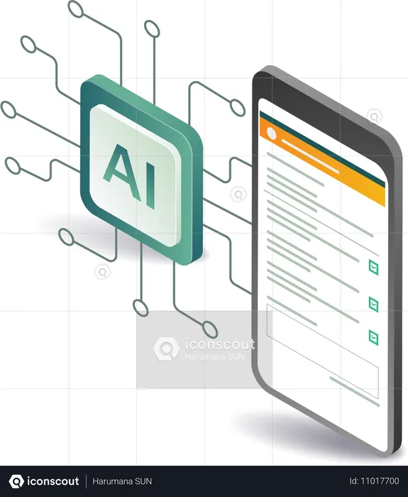 Interface de usuário do aplicativo de tecnologia de inteligência artificial  Ilustração