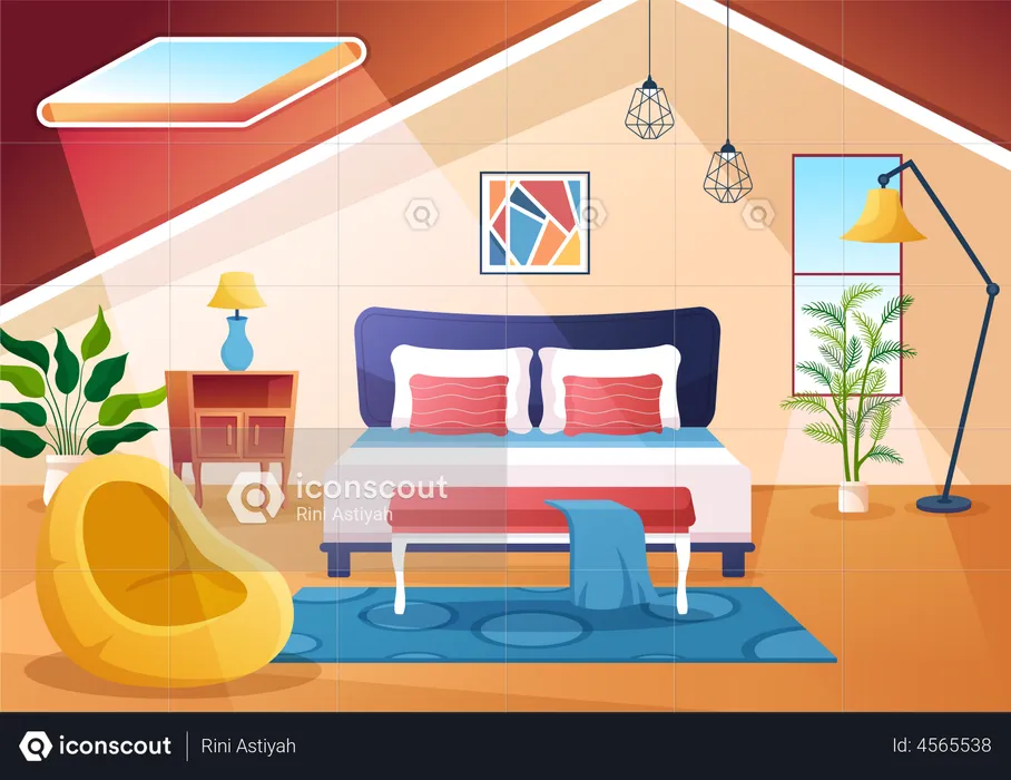 Intérieur de chambre confortable  Illustration