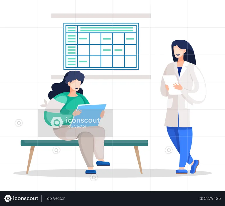 Intern and Doctor Holding Assignment for Student  Illustration