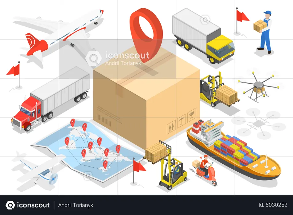International cargo delivery  Illustration