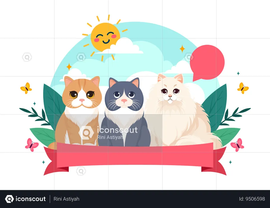International Cat Day  Illustration