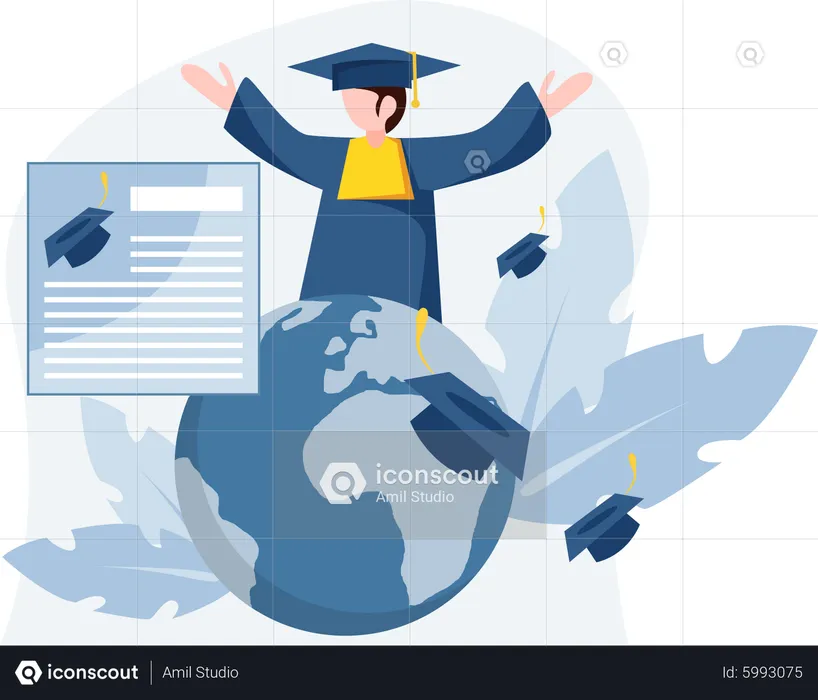 International Graduation Student  Illustration