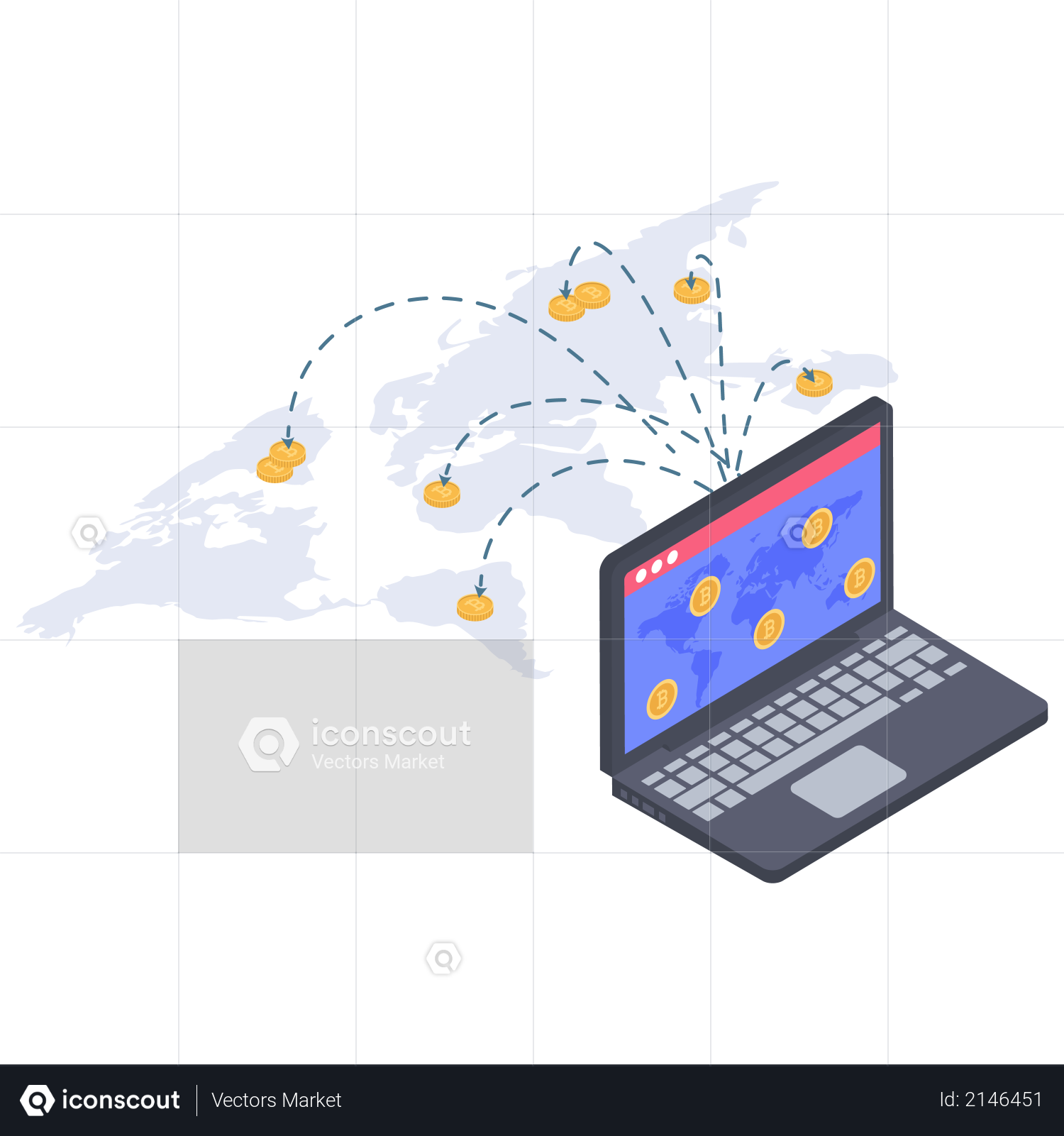 International treading of cryptocurrency Illustration
