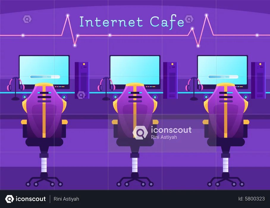 Internet Cafe  Illustration