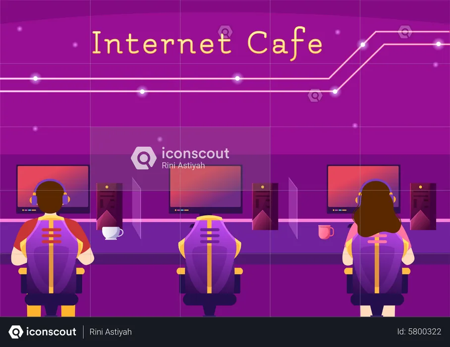 Internet Cafe  Illustration