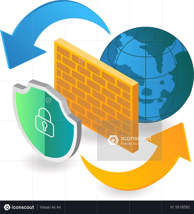 Internet security firewall  Illustration
