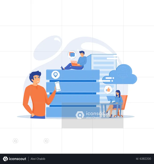 Internet users with proxy server using big data  Illustration