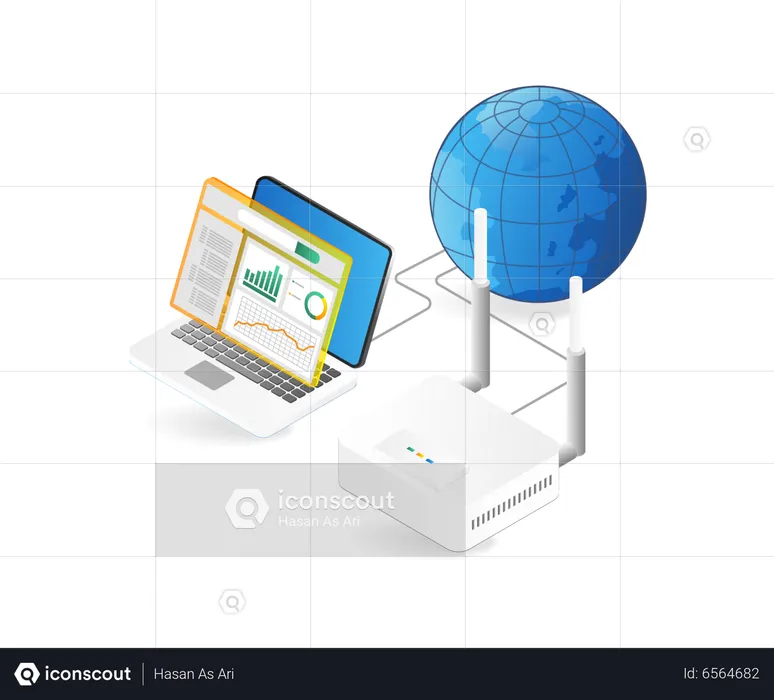 Internet-WLAN-Router-Analysator  Illustration