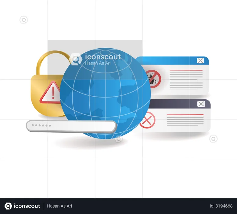 Internet world security malware attacks  Illustration