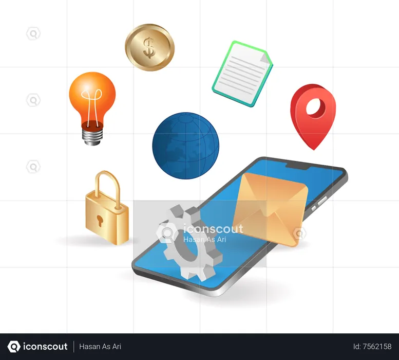 Internet world with smartphone application  Illustration