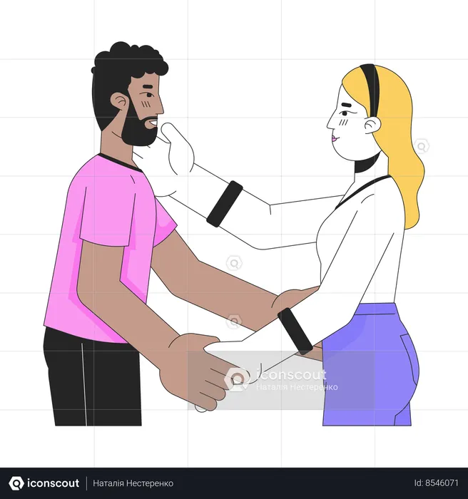 Interracial lovers  Illustration