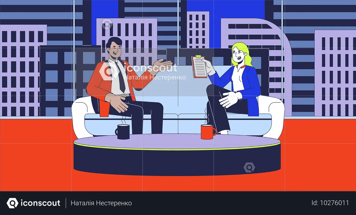 Interview à la télévision  Illustration