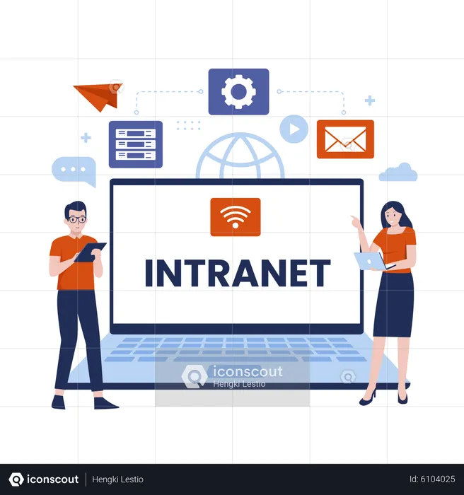 Intranet internet network connection  Illustration