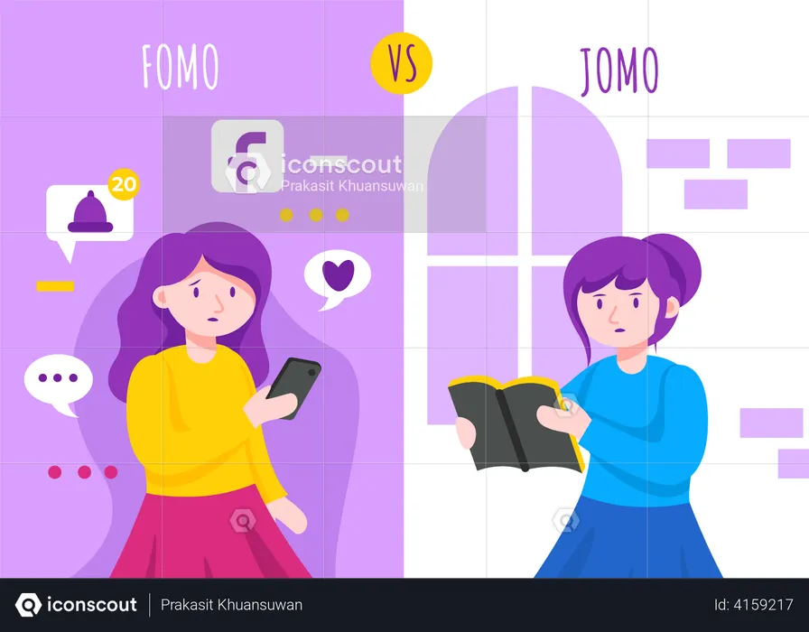 Best Introvert and extrovert girls Illustration download in PNG