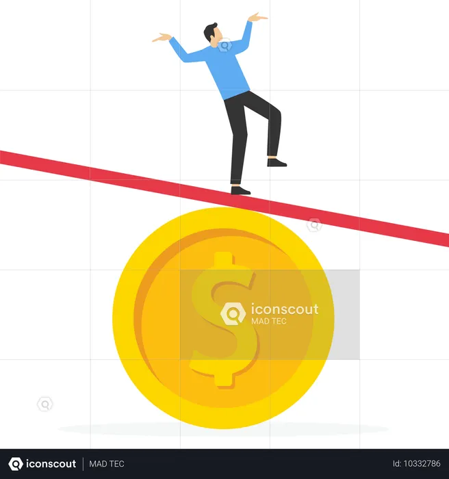 Inversor empresarial sobre monedas inestables  Ilustración