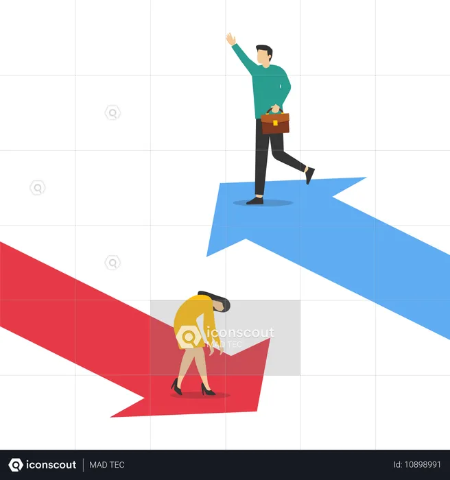 Inversores empresariales con diferentes visiones  Ilustración