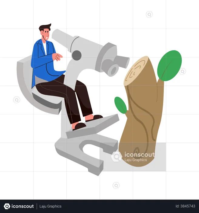 Investigación de laboratorio sobre plantas.  Ilustración